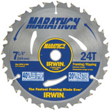 Irwin Marathon 7-1/4 In. 24-Tooth Framing/Ripping Circular Saw Blade, Bulk