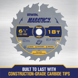 Irwin Marathon 6-1-2 In. 18-Tooth Framing-Ripping Circular Saw Blade 14020 340391