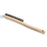 Best Look Long Wood Handle Wire Brush with Metal Scraper 406