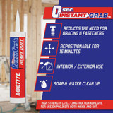 LOCTITE Power Grab Express 9 Oz. Heavy Duty Construction Adhesive 2032666 270441