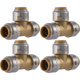 SharkBite 1/2 In. x 1/2 In. x 1/2 In. Brass Push-to-Connect Tee (4-Pack) UR362A4