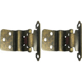 Laurey Antique Brass Self-Closing Overlay Hinge with Wood Screws (2-Pack) 28705