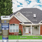 GE Advanced Silicone Window & Door Sealant, Clear, 2.8  Oz. Tube 2810435 771479
