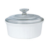 Corningware 1-1/2 Qt. Stoneware French White Round Covered Casserole Dish