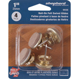 Shepherd Hardware 1 In. Round Nail-On Felt Swivel Furniture Glide, (4-Pack)