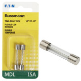 Bussmann 15A MDL Glass Tube Electronic Fuse (2-Pack) BP/MDL-15
