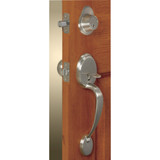 Steel Pro Brushed Nickel Entry Door Handleset with Half Round Interior Knob