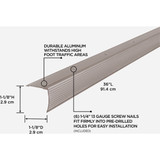M-D Building Products 1-1/8 In. X 1-1/8 In. X 36 In. Pewter Aluminum Stair Edging w/ Screw Nails