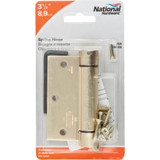 National Hardware 3-1/2 In. Square Satin Brass Spring Door Hinge