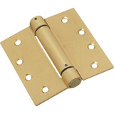 National 4 In. Square Satin Brass Spring Door Hinge N184572 Pack of 2