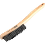 Forney 13-3/4 In. Curved Wood Handle Wire Brush with Carbon Steel Bristles 70504