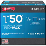Arrow T50 Pro-Pack Heavy-Duty Staple, 1/4 In. (5000-Pack) 504IP