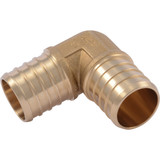 SharkBite 1 In. x 1 In. Barb 90 Deg. Brass PEX Elbow (1/4 Bend) UC260LFA