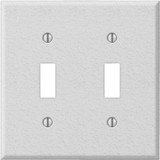 Amerelle PRO 2-Gang Stamped Steel Toggle Switch Wall Plate, White Wrinkle