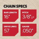 AdvanceCut 16" Repl Saw Chain S57 705764
