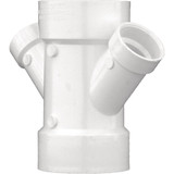 Charlotte Pipe 3 In. x 2 In. Schedule 40 DWV PVC Reducing Double Wye