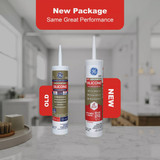 GE Advanced Silicone Kitchen & Bath Sealant, White, 10.1  Oz. Cartridge