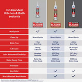GE Advanced Silicone Kitchen & Bath Sealant, White, 10.1  Oz. Cartridge 2708925 791007