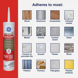 GE Advanced Silicone Kitchen & Bath Sealant, White, 10.1  Oz. Cartridge 2708925 791007