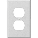 Amerelle PRO 1-Gang Stamped Steel Outlet Wall Plate, White Wrinkle C982DW