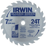Irwin Classic Series 7-1/4 In. 24-Tooth Framing/Ripping Circular Saw Blade
