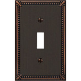 Amerelle Imperial Bead 1-GangCast Metal Toggle Switch Wall Plate, Aged Bronze