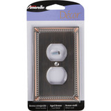 Amerelle Imperial Bead 1-Gang Cast Metal Outlet Wall Plate, Aged Bronze 74DDB 511761