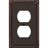 Amerelle Imperial Bead 1-Gang Cast Metal Outlet Wall Plate, Aged Bronze 74DDB