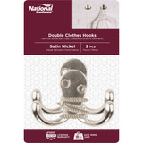 National Hardware Satin Nickel Double Clothes Hook (2-Pack)