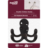 National Hardware Oil Rubbed Bronze Double Clothes Hook (2-Pack)