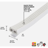 M-D Building Products 5/16 In. x 19/32 In. x 10 Ft. White Premium Rubber Window Seal for Large Gaps