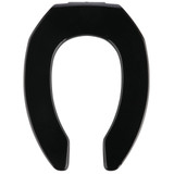 Mayfair Commercial STA-TITE Elongated Open Front Black Molded Plastic Toilet Seat