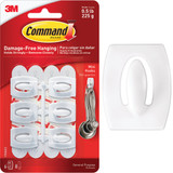 Command Mini Hooks, White, 6 Hooks, 8 Strips 17006ES-6PK