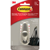 Command Medium Forever Classic Hook, Brushed Nickel, 1 Hook, 2 Strips/Pack