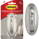 Command Large Traditional Hook, Brushed Nickel, 1 Hook, 2 Strips 17053BN-ES