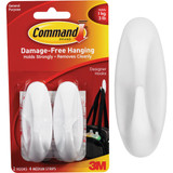Command Medium Designer Hooks, White, 2 Hooks, 4 Strips 17081B-ES-2PK