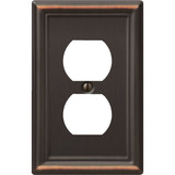 Amerelle Chelsea 1-Gang Stamped Steel Outlet Wall Plate, Aged Bronze 149DDB