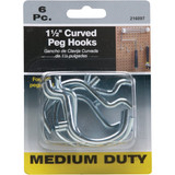 1-1-2 In. Curved Pegboard Hook (6-Count) 216097 216097