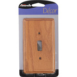 Amerelle 1-Gang Solid Oak Toggle Switch Wall Plate, Light Oak