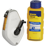 Irwin STRAIT-LINE 100 Ft. Classic Chalk Line Reel and Chalk, Blue IWHT48441BC 310468