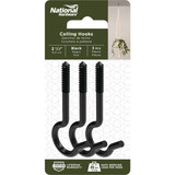 National 2-1/2 In. Black Ceiling Hook (3-Pack)