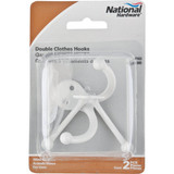 National Hardware White Double Clothes Hook (2-Pack)