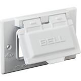 Bell Single Gang Rectangular Aluminum White GFCI Outdoor Box Cover 5101-1