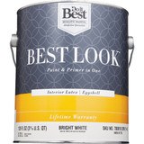Best Look Latex Premium Paint & Primer In One Eggshell Interior Wall Paint, Bright White, 1 Gal.