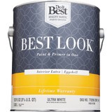 Best Look Latex Premium Paint & Primer In One Eggshell Interior Wall Paint, Ultra White, 1 Gal.