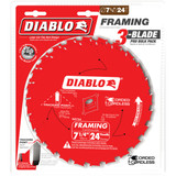 Diablo 7-1/4 In. 24-Tooth Framing Circular Saw Blade (3-Pack)