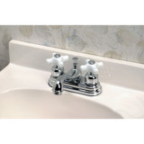Home Impressions Chrome 2-Handle Cross Knob 4 In. Centerset Bathroom Faucet with Pop-Up