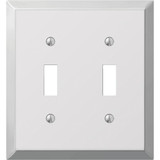 Amerelle 2-Gang Stamped Steel Toggle Switch Wall Plate, Polished Chrome 161TT