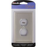 Amerelle Metro Line 1-Gang Cast Metal Outlet Wall Plate, Brushed Nickel