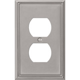 Amerelle Metro Line 1-Gang Cast Metal Outlet Wall Plate, Brushed Nickel 77DBN